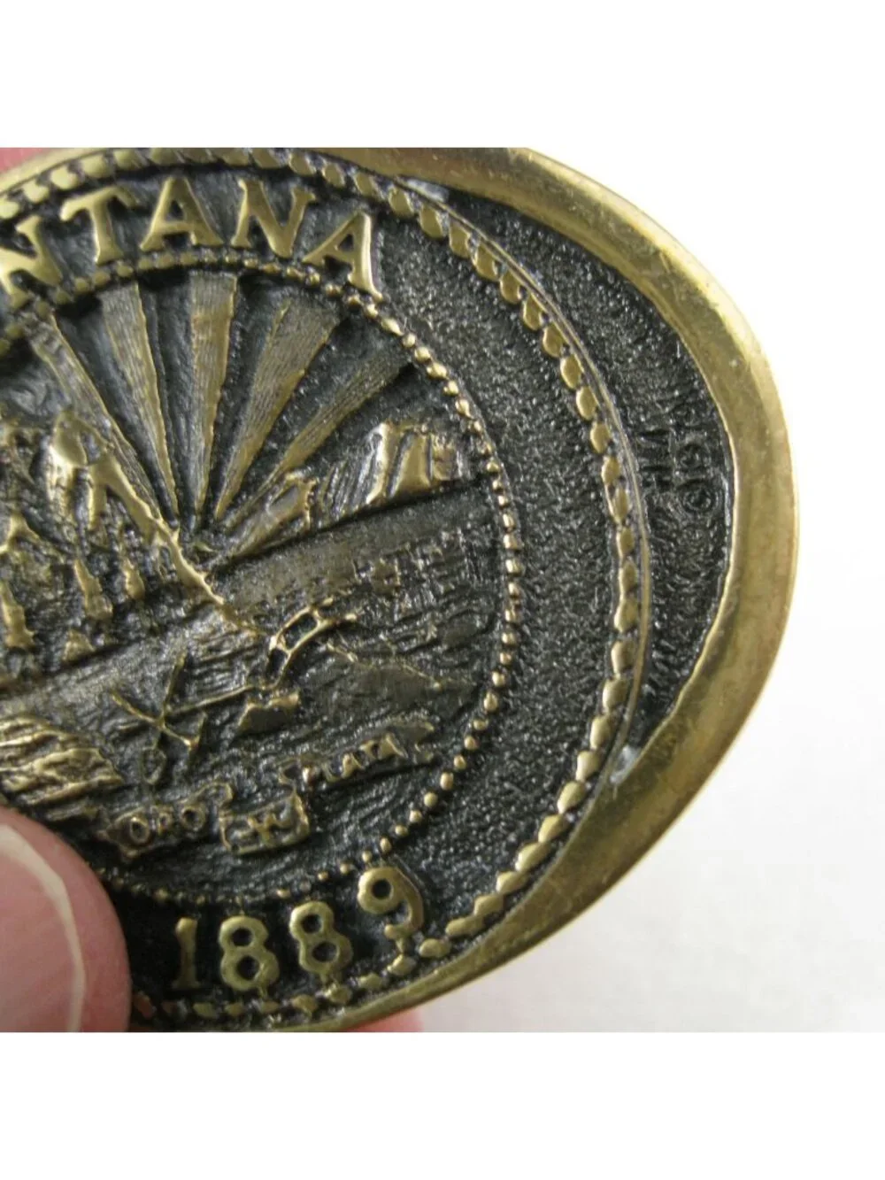 Montana 1889 State Seal Solid Bronze Belt Buckle Registered Collection